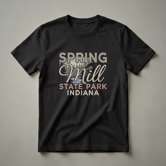 Retro Spring Mill State Park Indiana Graphic T-Shirt for Hoosiers