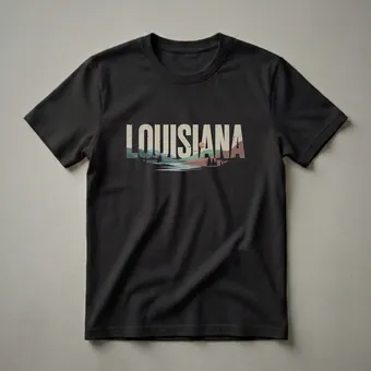 Retro Louisiana Landscape Graphic T-Shirt for State Pride