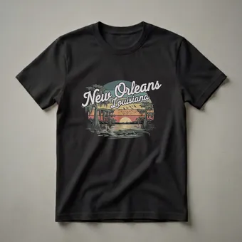 Retro New Orleans Louisiana Swamp Alligator Graphic T-Shirt