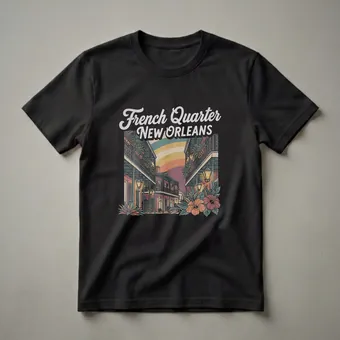 Retro French Quarter New Orleans Street Scene Graphic T-Shirt
