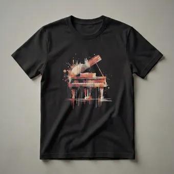 Abstract Grand Piano Watercolor Art T-Shirt for Musicians