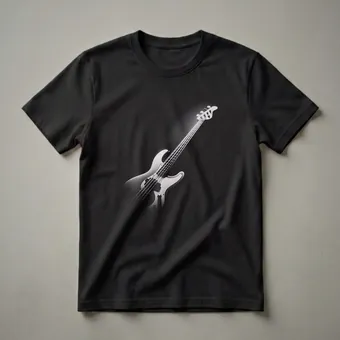Vintage Bass Guitar Stipple Art Graphic T-Shirt for Musicians