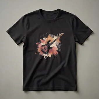 Abstract Bass Guitar Splatter Art T-Shirt for Musicians