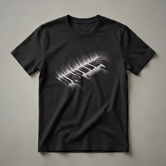 Vintage Piano Keyboard Hands Stippled Art T-Shirt for Pianists