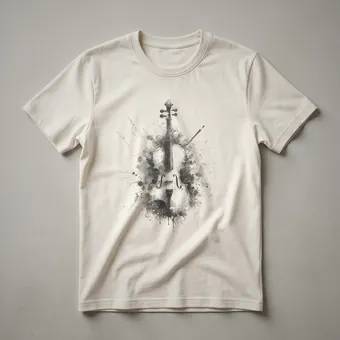 Artistic Violin Sketch Graphic T-Shirt for Orchestra Musicians