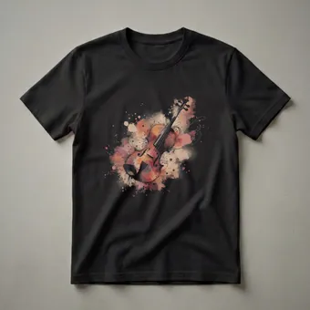 Abstract Violin Drawing Art T-Shirt for Musicians and Art Lovers