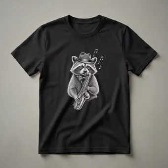 Raccoon Playing Saxophone Jazz Graphic T-Shirt for Musicians