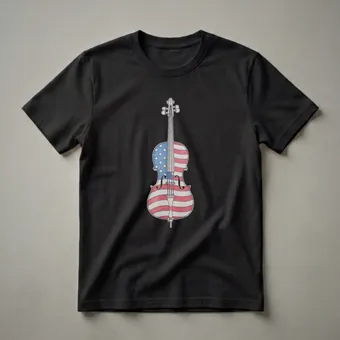 American Flag Cello Graphic T-Shirt for Cellists and Music Lovers
