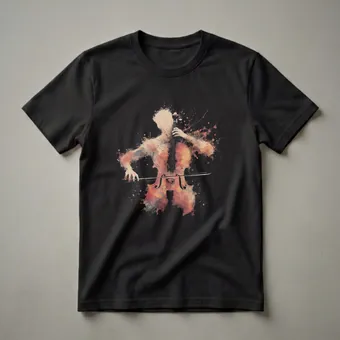 Abstract Cello Player Splatter Art T-Shirt for Cellists