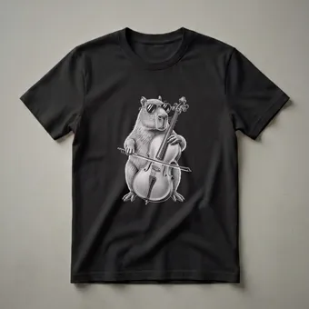 Capybara Playing Cello Graphic T-Shirt for Cellists and Music Lovers