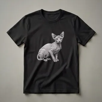 Sphynx Cat Realistic Sketch Graphic T-Shirt for Cat Lovers