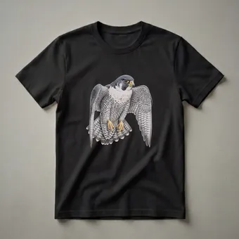Peregrine Falcon in Flight Drawing Graphic T-Shirt for Bird Lovers
