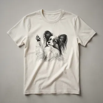 Papillon Dog Raising Paw Graphic Lover T-Shirt for Dog Lovers