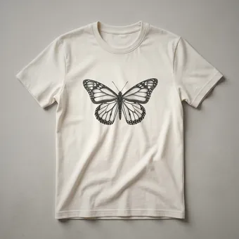 Vintage Monarch Butterfly Line Drawing Graphic Glitter T-Shirt