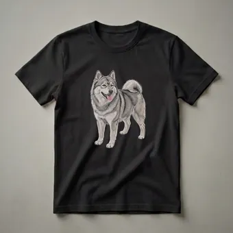 Norwegian Elkhound Drawing Graphic T-Shirt for Dog Lovers