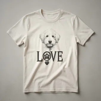 Whoodle Dog Love Paw Heart Graphic T-Shirt for Dog Lovers