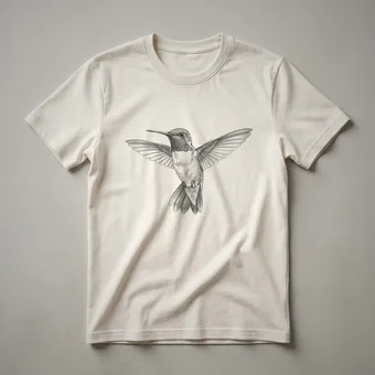 Vintage Hummingbird Line Drawing Art T-Shirt for Bird Lovers
