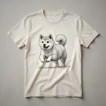 Shiba Inu Running Graphic Distressed T-Shirt for Dog Owners