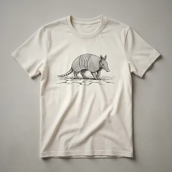 Vintage Armadillo Sketch Graphic Glitter T-Shirt