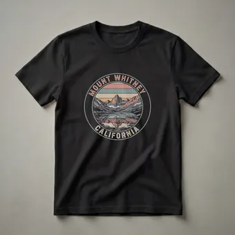 Retro Mount Whitney California Graphic T-Shirt for Hikers and