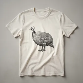 Vintage Guinea Fowl Bird Drawing Art T-Shirt for Nature Lovers