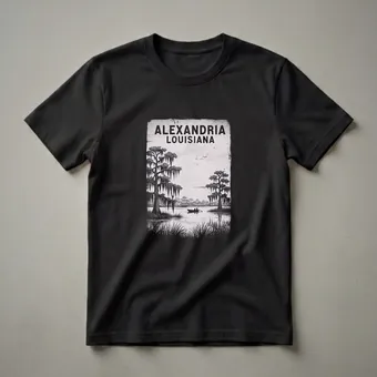 Vintage Alexandria Louisiana Swamp Scene Graphic T-Shirt