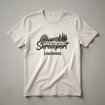 Shreveport Louisiana Sketch Art Cabin Landscape T-Shirt