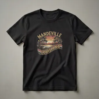 Retro Mandeville Louisiana Sunset Graphic T-Shirt