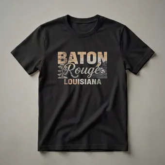 Retro Baton Rouge Louisiana Pelican Swamp Graphic T-Shirt