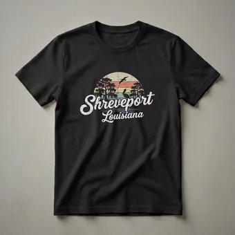 Retro Shreveport Louisiana Swamp Scene Graphic T-Shirt