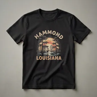 Retro Hammond Louisiana Swamp Landscape Graphic T-Shirt
