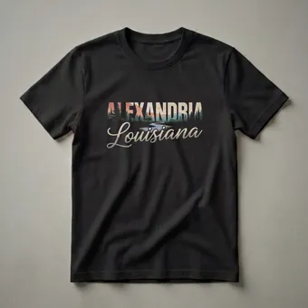 Retro Alexandria Louisiana Landscape Graphic T-Shirt