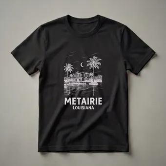Vintage Metairie Louisiana Night Scene Graphic T-Shirt