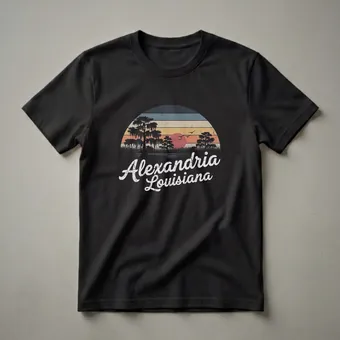 Retro Alexandria Louisiana Swamp Sunset Graphic T-Shirt