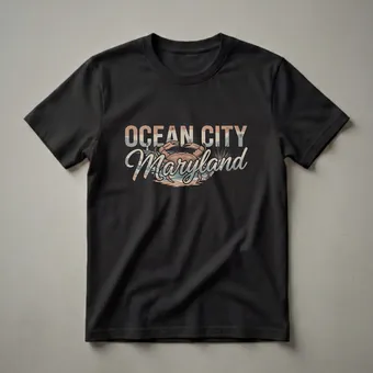 Retro Ocean City Maryland Crab Beach Graphic T-Shirt