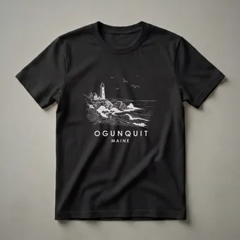 Vintage Ogunquit Maine Lighthouse Coastal Graphic T-Shirt
