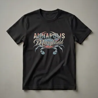 Retro Annapolis Maryland Blue Crab Graphic T-Shirt
