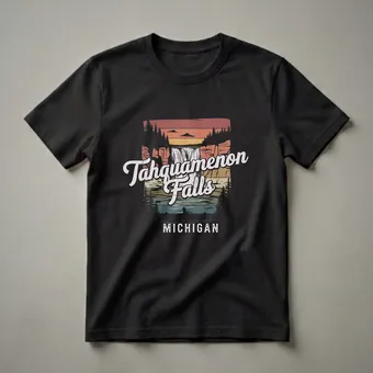 Retro Tahquamenon Falls Michigan Graphic T-Shirt for Lake Lovers