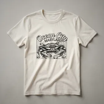 Ocean City Maryland Blue Crab Retro Graphic T-Shirt