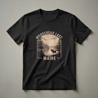 Moosehead Lake Maine Retro Graphic T-Shirt for Nature Lovers