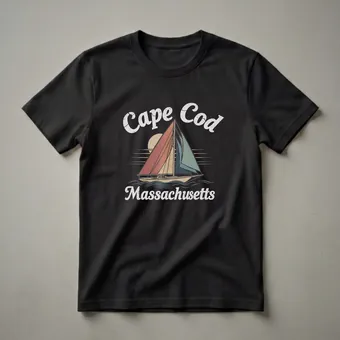 Retro Cape Cod Massachusetts Sailboat Graphic T-Shirt
