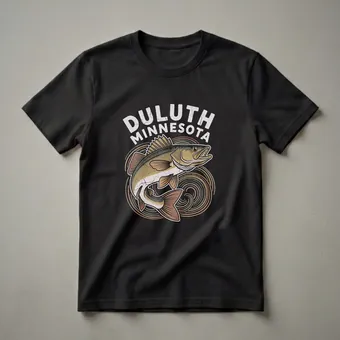 Retro Walleye Fishing T-Shirt for Duluth Minnesota Anglers