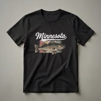 Retro Minnesota Walleye Fishing Graphic T-Shirt for Anglers