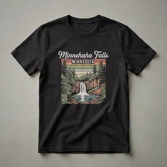 Retro Minnehaha Falls Minnesota Graphic T-Shirt for Nature Lovers