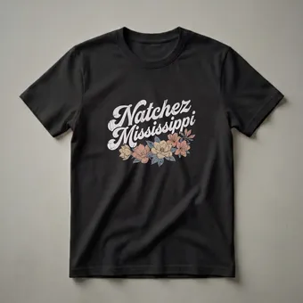 Retro Natchez Mississippi Floral Graphic T-Shirt for Locals