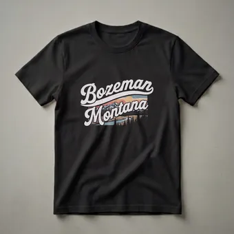 Retro Bozeman Montana Mountain River Sunset Graphic T-Shirt
