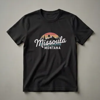 Retro Missoula Montana Sunset Graphic T-Shirt for Travelers