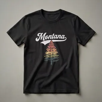 Retro Montana Pine Tree Graphic T-Shirt for Nature Lovers