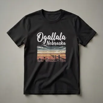 Retro Ogallala Nebraska Sunset Landscape Graphic T-Shirt