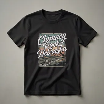 Retro Chimney Rock Nebraska Covered Wagon Graphic T-Shirt